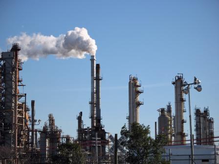 refinery set against a blue sky