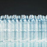 Group of clear plastic water bottles