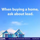 When Buying a Home, Ask About Lead Infographic (Blue Background Picture)