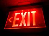 Image of a lit tritium exit sign. 