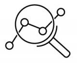 Icon for step 7 of a magnifying glass examining points along a line