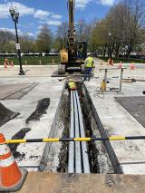 Pouring concrete for encasement and installing 6-way ductbank