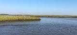Marsh area and open water near Long Point Bayou in Cameron Parish, Louisiana.