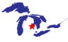 Map of the Great Lakes showing general location of the Saginaw River AOC