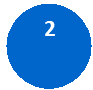 Circular pie chart with 2 completed milestones shown in blue, indicating that all milestones for the action have been completed.